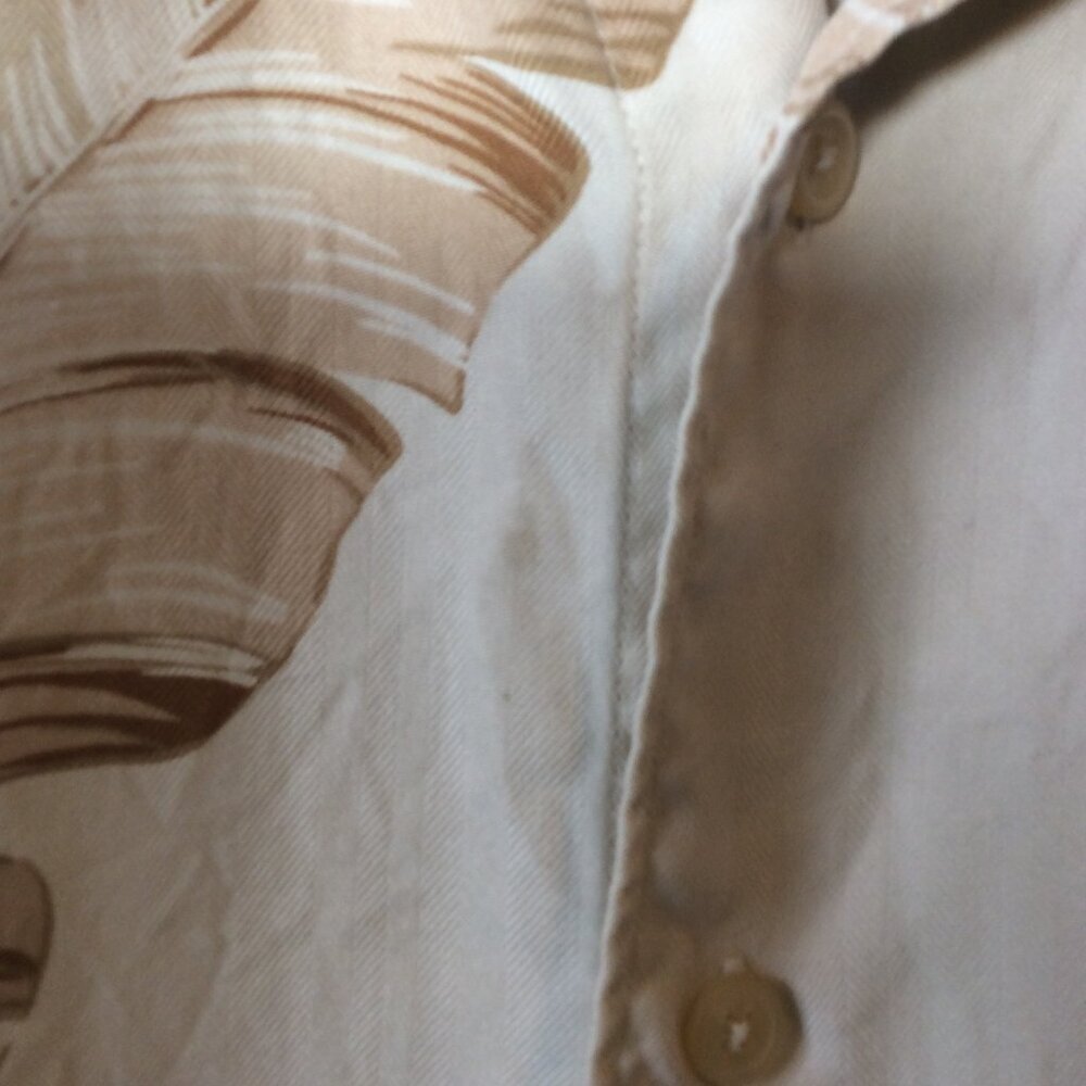 Nautica Button Down Shirt with Leaf Print Size XL 100% Silk - Picture 3 of 8